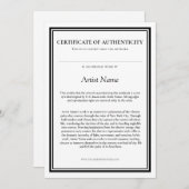 アーティストの陳述による真正性証明書 サンキューカード (正面/裏面)