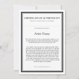 アーティストの陳述による真正性証明書 サンキューカード