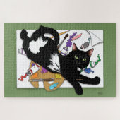 アーティストの黒猫 ジグソーパズル (横)