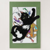 アーティストの黒猫 ジグソーパズル (縦)