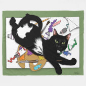 アーティストの黒猫 フリースブランケット (正面(横))
