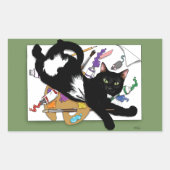 アーティストの黒猫 長方形シール (正面)