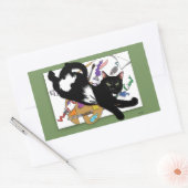 アーティストの黒猫 長方形シール (封筒)