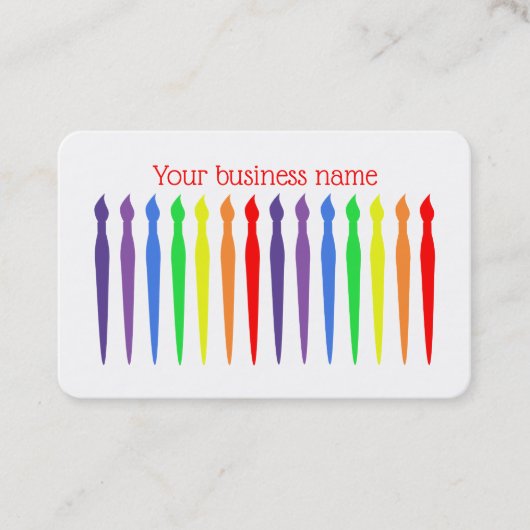 アーティストまたはデザイナー用の虹のペイントブラシ 名刺 (正面)