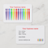 アーティストまたはデザイナー用の虹のペイントブラシ 名刺 (正面/裏面)