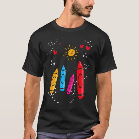 アーティストやめのおもしろい色を付けないクレヨン Tシャツ (正面)