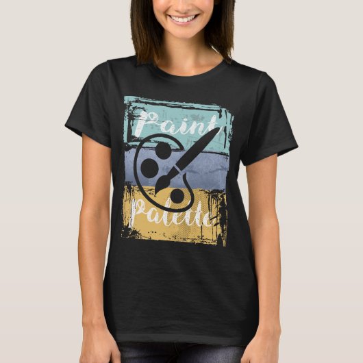 アーティストアートティーチャーチシャツ – レトロ絵を描パレット Tシャツ (正面)