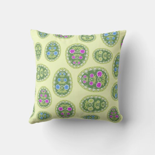 アーティストウクライナ素晴らしーイースターエッググリーンパターン クッション (裏面)