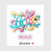 アーティストカラフルタイポグラフィモダン, スタイリッシュ, シール (シート)