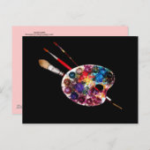 アーティストカラーパレットとブラシ ポストカード (正面/裏面)