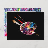 アーティストカラーパレットとブラシ ポストカード (正面/裏面)