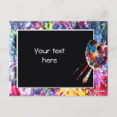 アーティストカラーパレットとブラシ ポストカード (裏面)