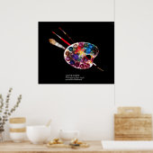 アーティストカラーパレットと黒のブラシ ポスター (キッチン)