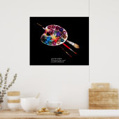 アーティストカラーパレットと黒のブラシ ポスター (キッチン)