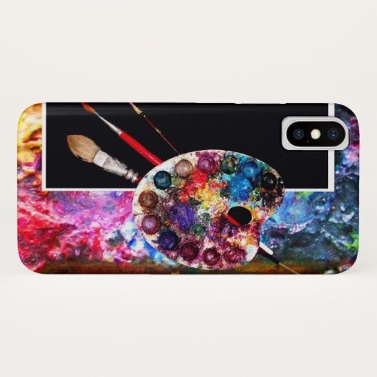 アーティストカラーパレット、ブラシブラック Case-Mate iPhoneケース (裏面(横))