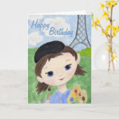 アーティストガール誕生日カード カード (黄色い花)
