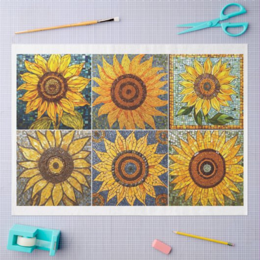 アーティストクラフターモザイクヒマワリのテクスチャ2 薄葉紙 (クラフト)