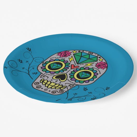 アーティストシュガースカルパターンメキシコの死の日 ペーパープレート (アングル)