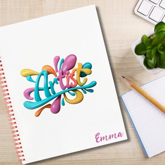 アーティストスクリプトカラフルタイポグラフィモダン,, スタイリッシュ, ノートブック