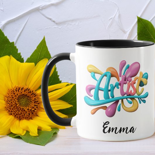 アーティストスクリプトカラフルタイポグラフィモダン,, スタイリッシュ, マグカップ