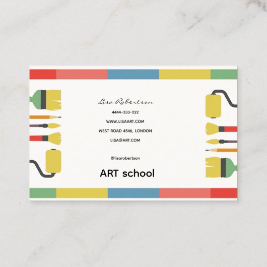 アーティストスタジオアートドロー学校先生パレットカード 名刺 (裏面)