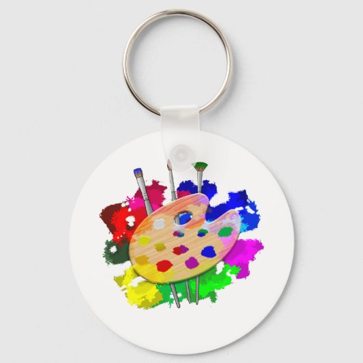 アーティストパレットとブラシ キーホルダー (正面)