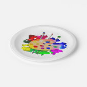 アーティストパレットとブラシ ペーパープレート (アングル)