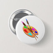 アーティストパレットとブラシ 缶バッジ (正面&裏面)