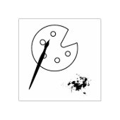 アーティストパレットと絵を描(ばちゃばちゃ)跳ねる ラバースタンプ (インプリント)