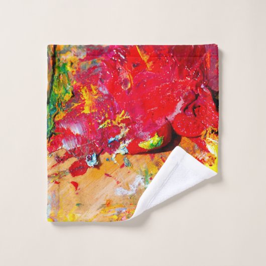 アーティストパレットの抽象芸術 バスタオルセット (ウォッシュタオル)