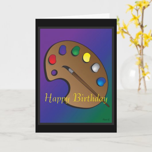 アーティストパレットテーマの誕生日カード カード (黄色い花)