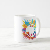 アーティストパレットペイントブラシとカラー爆発 コーヒーマグカップ (正面右)