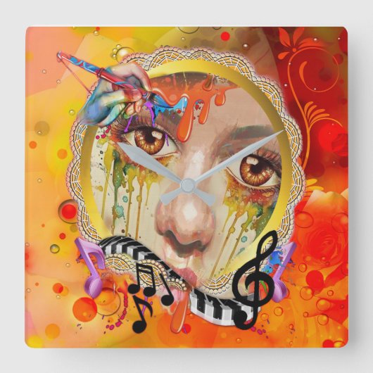 アーティストパレット スクエア壁時計 (正面)