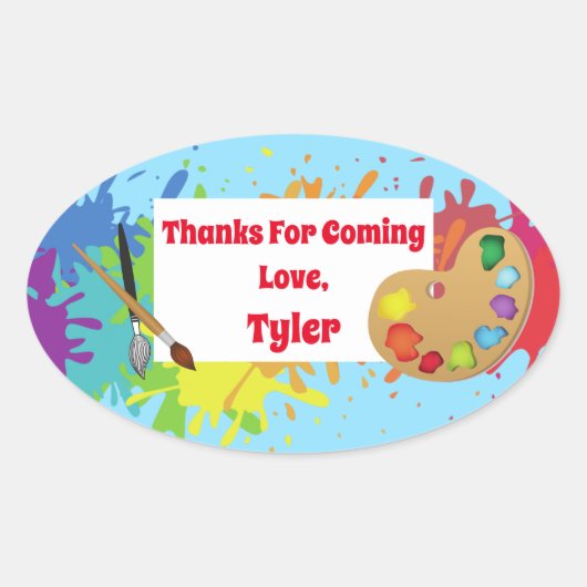 アーティストパーティーありがとうステッカー 楕円形シール (正面)