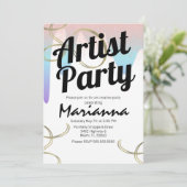 アーティストパーティーフォイルスパークルアート誕生日 招待状 (スタンド正面)