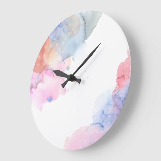 アーティストブルーとピンクの水の色の壁時計 ラージ壁時計 (傾斜)