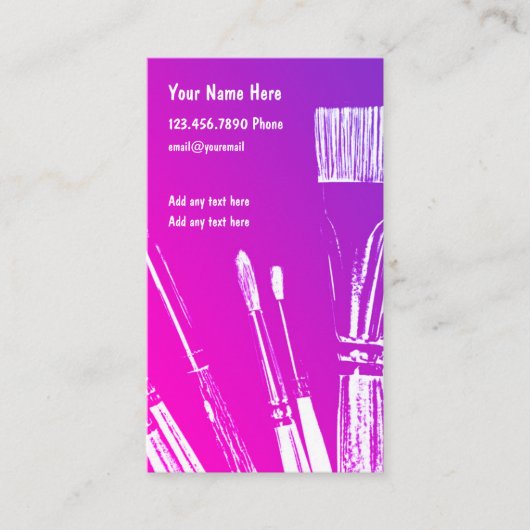 アーティストペインタビジネスカードデザインテンプレート 名刺 (正面)