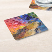 アーティストペインターのパレカラフルッ絵を描ト スクエアペーパーコースター (アングル)