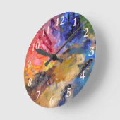 アーティストペインターのパレカラフルッ絵を描ト ラウンド壁時計 (傾斜)