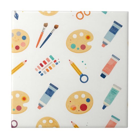 アーティストペイントツールパターン かわいい水彩画 タイル (正面)