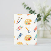 アーティストペイントツールパターン かわいい水彩画 ポストカード (スタンド正面)
