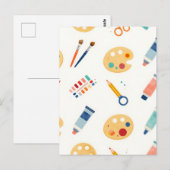 アーティストペイントツールパターン かわいい水彩画 ポストカード (正面/裏面)