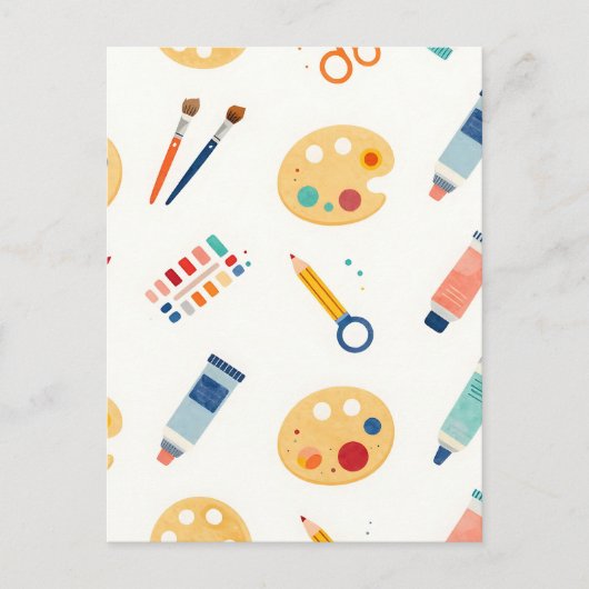 アーティストペイントツールパターン かわいい水彩画 ポストカード (正面)