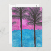 アーティストポストカードウォーターカラーパームツリー ポストカード (正面/裏面)