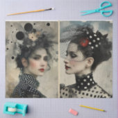 アーティストミックスメディア白黒アイボリーラージ顔 薄葉紙 (クラフト)