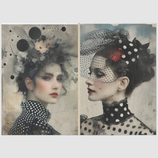 アーティストミックスメディア白黒アイボリーラージ顔 薄葉紙 (正面)