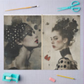 アーティストミックスメディア白黒アイボリーラージ顔 薄葉紙 (クラフト)