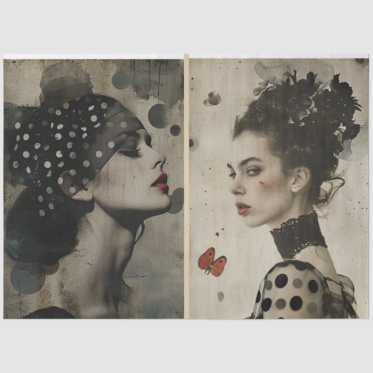 アーティストミックスメディア白黒アイボリーラージ顔 薄葉紙 (正面)