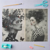 アーティストミックスメディア白黒クリーム大顔 薄葉紙 (クラフト)