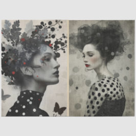 アーティストミックスメディア白黒クリーム大顔 薄葉紙